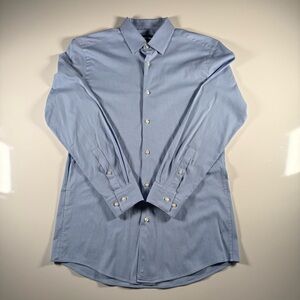 Hugo Boss Slim Fit Blue Micro Check Dress Shirt Size 15/38